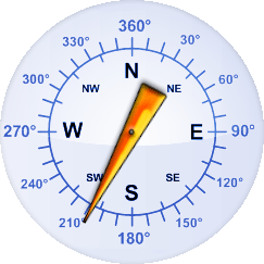 Windrichtung-Analoganzeige (Windrichtung: SSW)